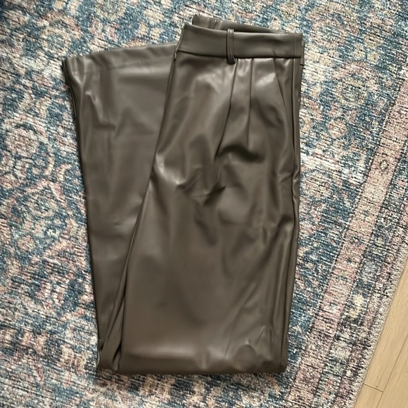 RD STYLE Wide Leg Vegan Leather Trousers size medium, colour taupe - Picture 3 of 6